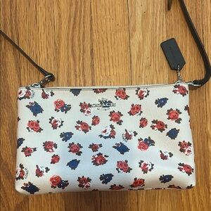 Coach Bag Floral Crossbody with Brown Strap